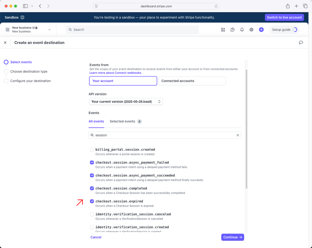 选择对应的Webhook Event